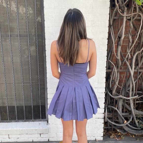 NWOT sabo lilac preppy pleated mini dress sz xs - Picture 5 of 7